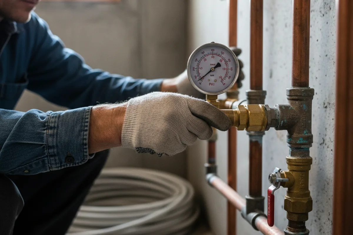 Pressure testing a repaired line during Water Line Repair in Malad City